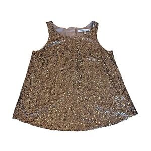Lovers & Friends Sleeveless Sequin Tank Top; Copper Color; Bling; Lined; Size XS